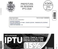 PAGAMENTO DO IPTU DE RESENDE ATÉ 14 DE FEVEREIRO GARANTE 15% DE DESCONTO EM COTA ÚNICA